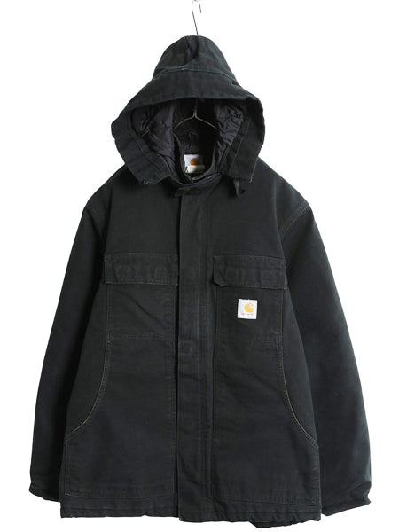 カーハート ダック トラディショナル コート メンズ L ジャケット ブルゾン 中綿 キルティング ライナー 脱着 フード付き カバーオール 黒