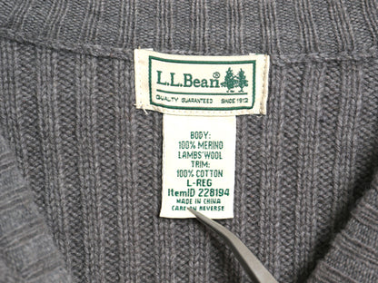 00s エルエルビーン コマンド ニット セーター メンズ L / オールド 長袖ニット リブ編み メリノ ラム ウール エルボーパッチ 無地 グレー