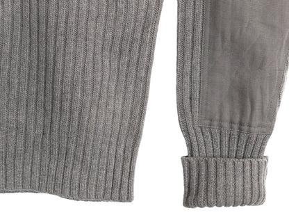 00s エルエルビーン コマンド ニット セーター メンズ L / オールド 長袖ニット リブ編み メリノ ラム ウール エルボーパッチ 無地 グレー