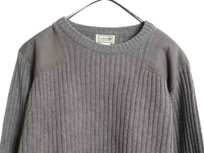 00s エルエルビーン コマンド ニット セーター メンズ L / オールド 長袖ニット リブ編み メリノ ラム ウール エルボーパッチ 無地 グレー