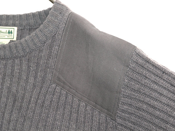 00s エルエルビーン コマンド ニット セーター メンズ L / オールド 長袖ニット リブ編み メリノ ラム ウール エルボーパッチ 無地 グレー