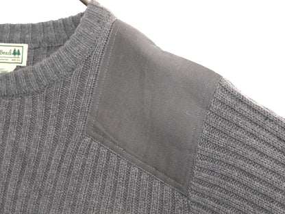 00s エルエルビーン コマンド ニット セーター メンズ L / オールド 長袖ニット リブ編み メリノ ラム ウール エルボーパッチ 無地 グレー