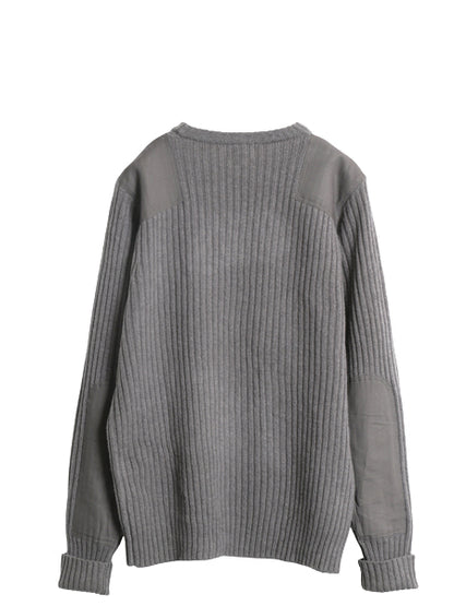 00s エルエルビーン コマンド ニット セーター メンズ L / オールド 長袖ニット リブ編み メリノ ラム ウール エルボーパッチ 無地 グレー