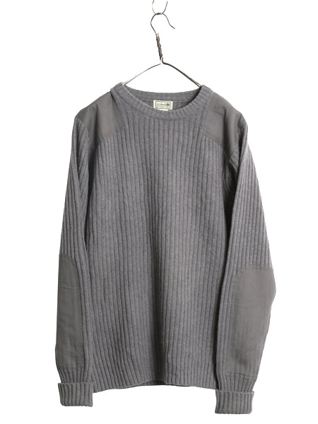 00s エルエルビーン コマンド ニット セーター メンズ L / オールド 長袖ニット リブ編み メリノ ラム ウール エルボーパッチ 無地 グレー