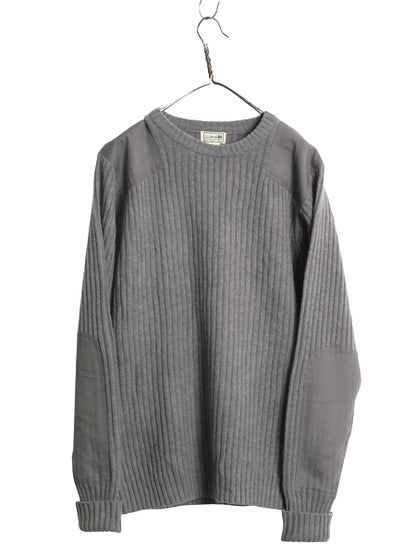 00s エルエルビーン コマンド ニット セーター メンズ L / オールド 長袖ニット リブ編み メリノ ラム ウール エルボーパッチ 無地 グレー