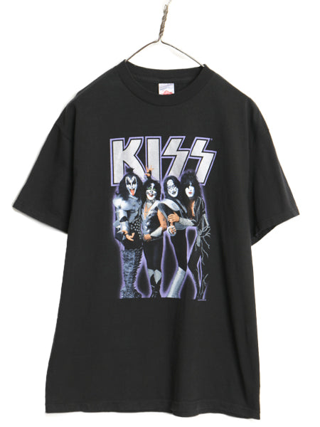 00s キッス プリント 半袖 Tシャツ メンズ L 古着 オールド 当時物 イラスト フォト グラフィック バンド ロック ツアー ヘビーウェイト 黒
