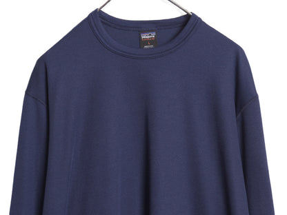 00s USA製 パタゴニア キャプリーン 長袖 Tシャツ メンズ L 古着 オールド アウトドア ストレッチ アンダーシャツ ロンT インナー 無地 紺