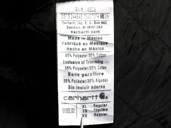 カーハート ツイル フード パーカー ジャケット メンズ XL / ブルゾン ジャンパー 中綿 ナイロン キルティング ライナー 大きいサイズ 黒