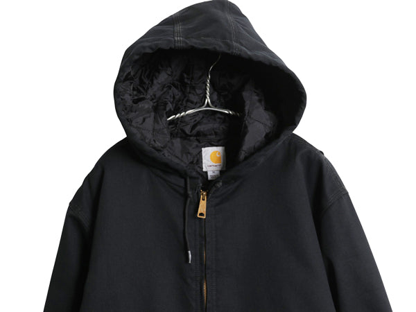 カーハート ツイル フード パーカー ジャケット メンズ XL / ブルゾン ジャンパー 中綿 ナイロン キルティング ライナー 大きいサイズ 黒