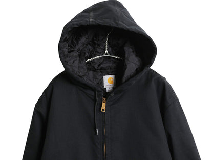 カーハート ツイル フード パーカー ジャケット メンズ XL / ブルゾン ジャンパー 中綿 ナイロン キルティング ライナー 大きいサイズ 黒