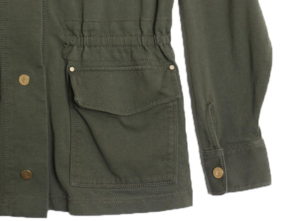 ローレン ラルフローレン ミリタリー ジャケット レディース S / M-65 タイプ リブ編み ストレッチコットン ハーフコート アーミー カーキ