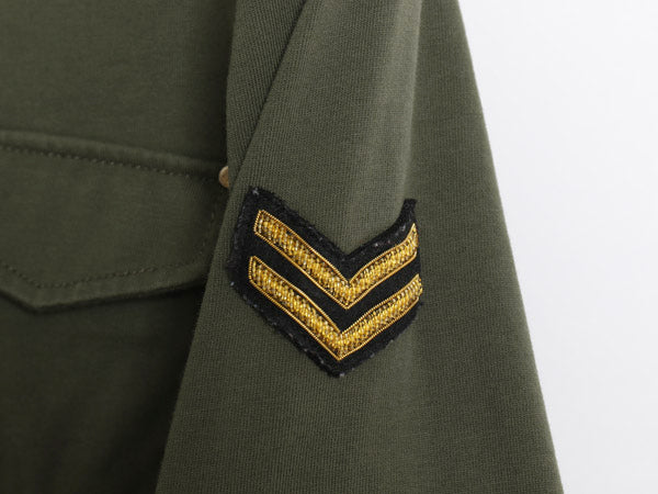 ローレン ラルフローレン ミリタリー ジャケット レディース S / M-65 タイプ リブ編み ストレッチコットン ハーフコート アーミー カーキ