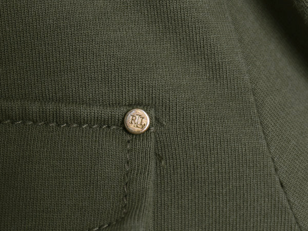 ローレン ラルフローレン ミリタリー ジャケット レディース S / M-65 タイプ リブ編み ストレッチコットン ハーフコート アーミー カーキ