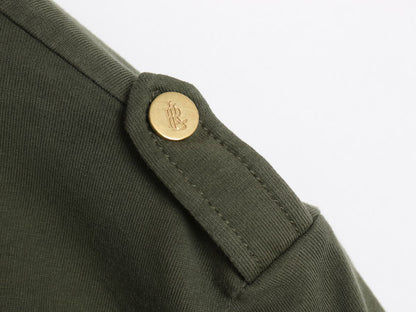ローレン ラルフローレン ミリタリー ジャケット レディース S / M-65 タイプ リブ編み ストレッチコットン ハーフコート アーミー カーキ