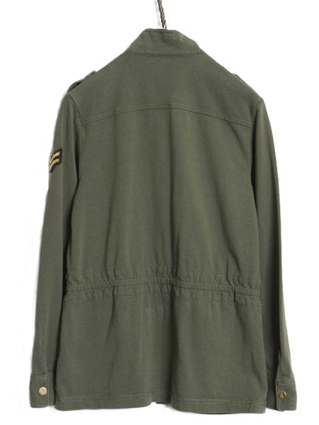 ローレン ラルフローレン ミリタリー ジャケット レディース S / M-65 タイプ リブ編み ストレッチコットン ハーフコート アーミー カーキ