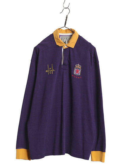 ラグビー ラルフローレン 長袖 ラガーシャツ メンズ L ポロ 長袖シャツ ポロシャツ カットソー コットン レーヨン ナンバリング ツートン