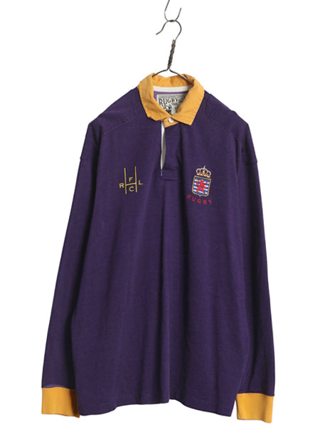 ラグビー ラルフローレン 長袖 ラガーシャツ メンズ L ポロ 長袖シャツ ポロシャツ カットソー コットン レーヨン ナンバリング ツートン