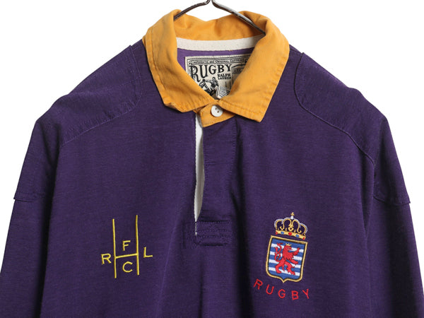 ラグビー ラルフローレン 長袖 ラガーシャツ メンズ L ポロ 長袖シャツ ポロシャツ カットソー コットン レーヨン ナンバリング ツートン