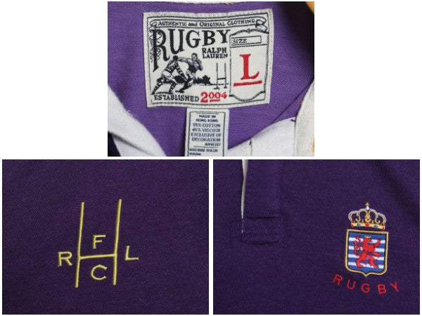 ラグビー ラルフローレン 長袖 ラガーシャツ メンズ L ポロ 長袖シャツ ポロシャツ カットソー コットン レーヨン ナンバリング ツートン