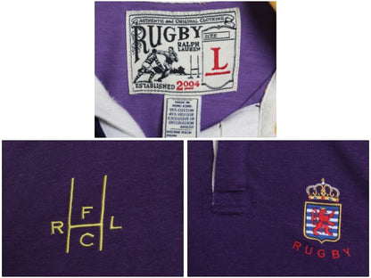 ラグビー ラルフローレン 長袖 ラガーシャツ メンズ L ポロ 長袖シャツ ポロシャツ カットソー コットン レーヨン ナンバリング ツートン