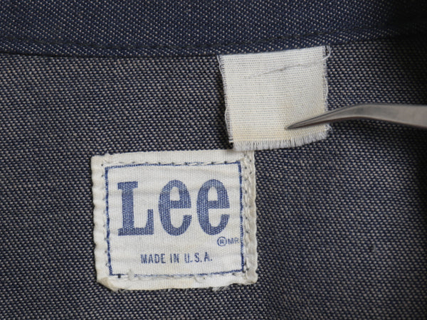 70s USA製 ★ Lee デニム カバーオール ジャケット メンズ XL 程 ヴィンテージ ワーク バットダイ ジージャン ジャンパー 濃紺 91-J タイプ