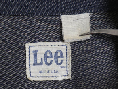 70s USA製 ★ Lee デニム カバーオール ジャケット メンズ XL 程 ヴィンテージ ワーク バットダイ ジージャン ジャンパー 濃紺 91-J タイプ