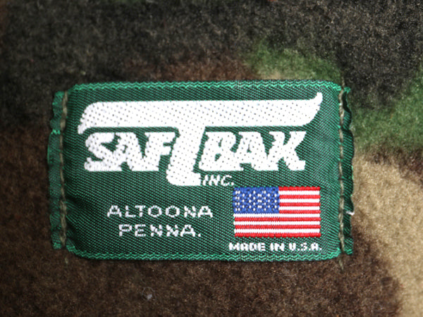80s USA製 SAFTBAK 迷彩 フリース ジャケット メンズ M 程 ヴィンテージ アウトドア フルジップ ハイネック カモ 総柄 ブルゾン ジャンパー