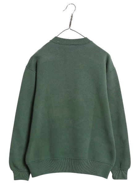 90s USA製 ラッセル カレッジ プリント スウェット メンズ レディース M / 古着 オールド トレーナー 裏起毛 前V クルーネック シンプル 緑