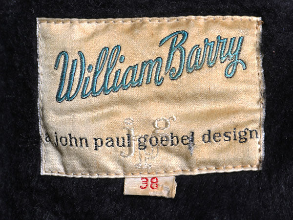 60s William Barry 本革 ヌバック レザー ジャケット メンズ M ヴィンテージ 革ジャン スポーツ スウェード 裏ボア パイル オールレザー 黒