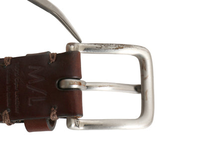 Abercrombie&Fitch 本革レザー メッシュ ベルト メンズ レディース M L / フリーサイズ シルバー バックル 編み込み 穴なし カジュアル 茶