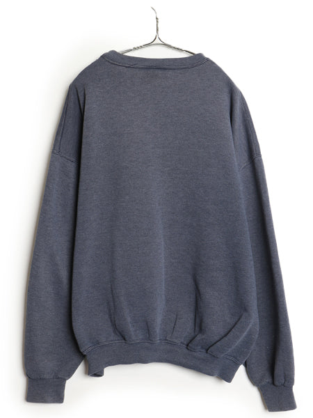 90s ラッセル 無地 スウェット メンズ レディース XXL オールド トレーナー 前V 裏起毛 ワンポイント 大きいサイズ ブランク ブルー グレー