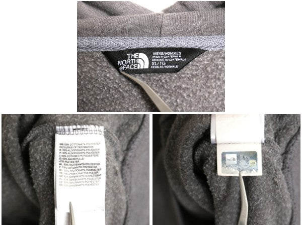 ノースフェイス 両面 プリント スウェット フード パーカー メンズ XL 古着 グラフィック プルオーバー トレーナー 裏起毛 大きいサイズ 灰