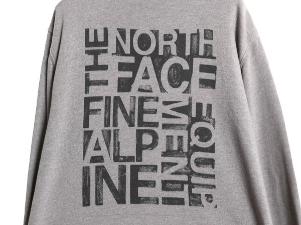 ノースフェイス 両面 プリント スウェット フード パーカー メンズ XL 古着 グラフィック プルオーバー トレーナー 裏起毛 大きいサイズ 灰