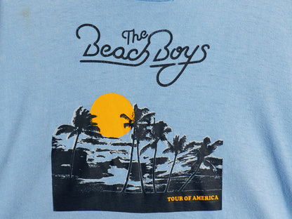 80s USA製 ビーチボーイズ イラスト プリント Tシャツ メンズ XL 小さめ M ヴィンテージ 当時物 オフィシャル グラフィック バンド サーフ