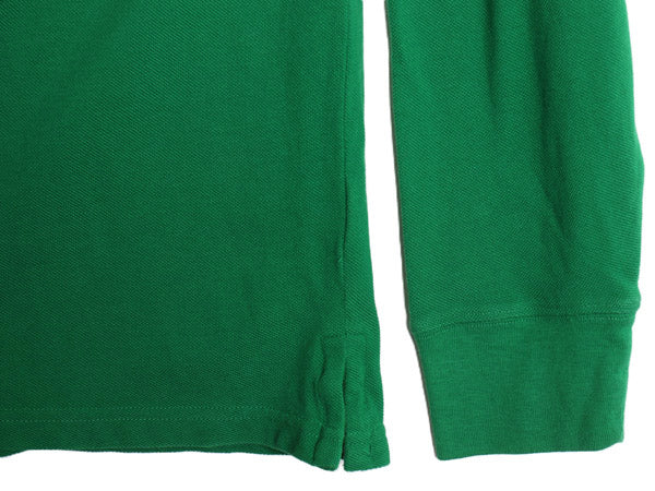 00s ポロ ラルフローレン 鹿の子 長袖 ポロシャツ キッズ XL メンズ M 程 オールド 長袖シャツ ラグビー ラガーシャツ タイプ ボーダー 緑