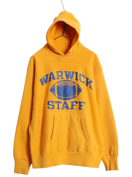 80s USA製 ★ チャンピオン リバースウィーブ 3段 カレッジ プリント スウェット パーカー メンズ XL / ヴィンテージ フード トレーナー 黄