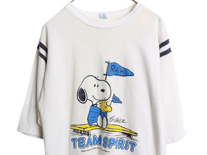 70s USA製 スヌーピー プリント フットボール Tシャツ メンズ レディース L ヴィンテージ キャラクター ピーナッツ 7分丈 シングルステッチ