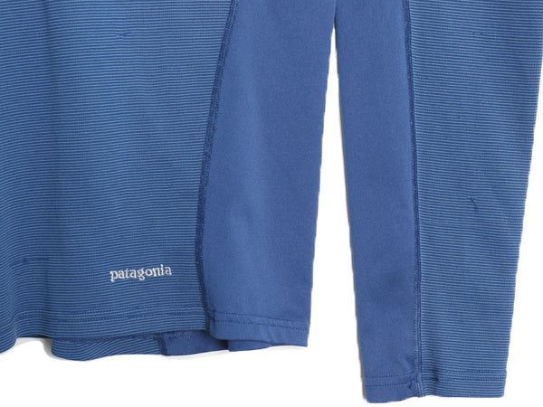 00s USA製 パタゴニア キャプリーン 長袖 Tシャツ メンズ L 05年製 オールド アウトドア ハーフジップ ボーダー ストレッチ アンダーシャツ