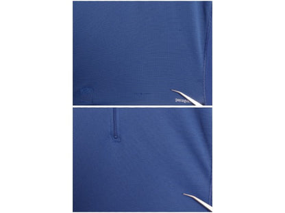 00s USA製 パタゴニア キャプリーン 長袖 Tシャツ メンズ L 05年製 オールド アウトドア ハーフジップ ボーダー ストレッチ アンダーシャツ