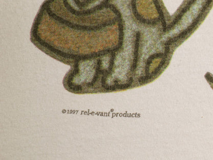 デッドストック 90s USA製 rel e vant products ドッグ イラスト プリント 半袖 Tシャツ メンズ レディース L / オールド アニマル 犬 総柄