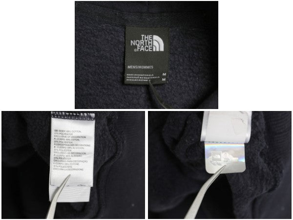 US企画 ノースフェイス プリント スウェット フード パーカー メンズ M / 裏起毛 プルオーバー トレーナー ベア イラスト グラフィック 紺