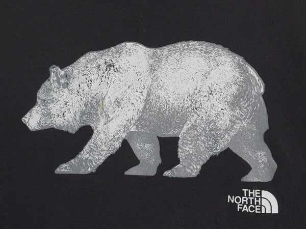 US企画 ノースフェイス プリント スウェット フード パーカー メンズ M / 裏起毛 プルオーバー トレーナー ベア イラスト グラフィック 紺