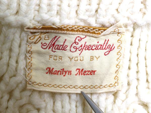 70s ハンドメイド ウール ケーブル ニット セーター メンズ S レディース M 程/ ヴィンテージ  アラン フィッシャーマン ナチュラル 手編み