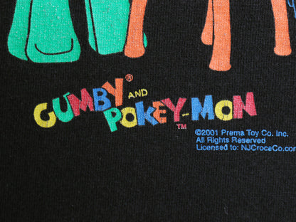 00s ★ ガンビー ポケモン パロディ イラスト プリント Tシャツ メンズ L / 古着 オフィシャル オールド アニメ キャラクター ジョーク 黒