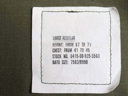 デッドストック 80s 民間 US ARMY ホットウェザー ジャケット LARGE REGULAR ヴィンテージ 87年製 ジャングル ファティーグ リップストップ
