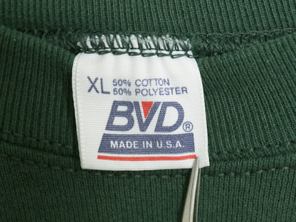 90s USA製 BVD 無地 スウェット メンズ レディース XL オールド トレーナー 裏起毛 シンプル ブランク トップス 大きいサイズ ゆったり 緑