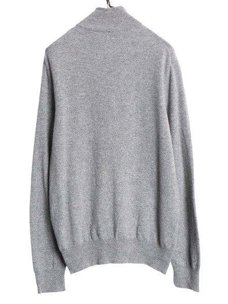 ポロ ラルフローレン ハーフジップ ニット セーター メンズ XL 小さめ L 程/ メリノ ウール ハイネック リブ編み ワンポイント ポニー 灰