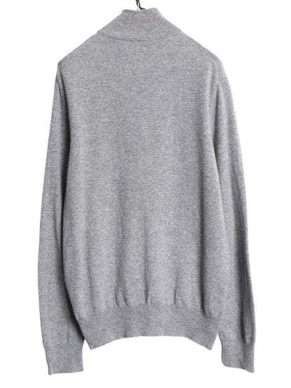 ポロ ラルフローレン ハーフジップ ニット セーター メンズ XL 小さめ L 程/ メリノ ウール ハイネック リブ編み ワンポイント ポニー 灰