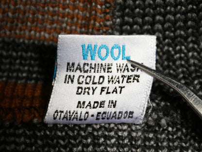 90s エクアドル製 ネイティブ 総柄 フルジップ ウール ニット パーカー メンズ レディース M 古着 オールド フード ジャケット セーター