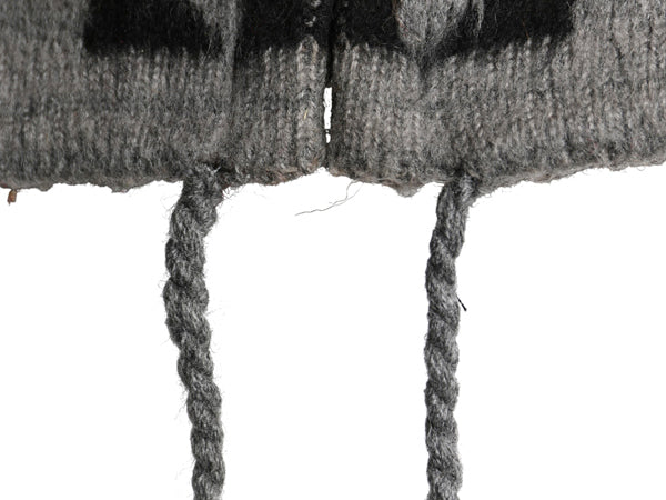 90s エクアドル製 ネイティブ 総柄 フルジップ ウール ニット パーカー メンズ レディース M 古着 オールド フード ジャケット セーター